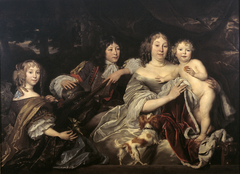Albertine Agnes (1634-1696), Prinses van Oranje, met haar drie kinderen: Amalia (1655-1695), Prinses van Oranje en echtgenote van Willem Frederik van Nassau-Dietz, Hendrik Casimir II (1657-1697), Prin