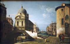 Architectural fantasy with Santa Maria dei Miracoli, Venice by Bernardo Bellotto