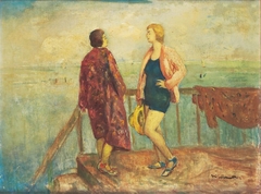 At the pier of Lake Balaton by Béla Iványi-Grünwald