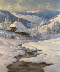 Black Forest Farmhouses in a Winter Landscape by Karl Hauptmann