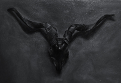 "Black goat skull", oil on canvas, 30x45 cm by Thanos Stokas