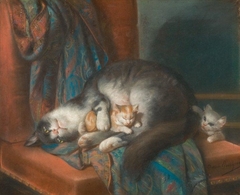 Cat and her kittens by Octavie Rossignon