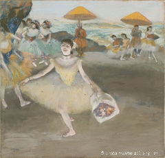 Danseuse au bouquet, saluant sur la scène by Edgar Degas