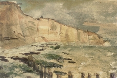 De krijtrotsen bij Dieppe by Eugène Delacroix