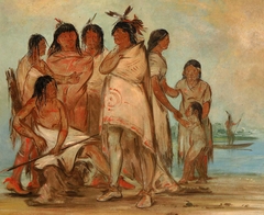 Du-cór-re-a, Chief of the Tribe, and His Family by George Catlin