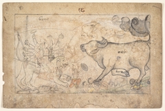 Durga Confronts the Buffalo Demon Mahisha: Scene from the Devi Mahatmya by Anonymous