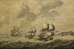 Dutch ships driving before a gale