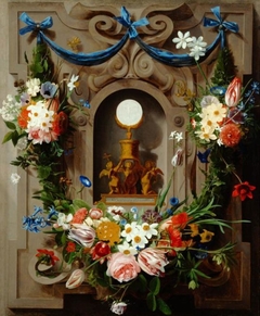 Eucharistie im Blumenkranz by Jan Anton van der Baren