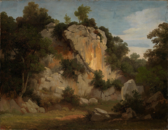 Felswand mit Bäumen und Gesträuch by Johann Wilhelm Schirmer