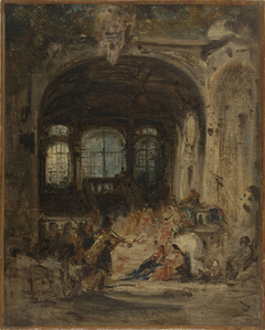 Fête dans un palais à Naples by Félix Ziem