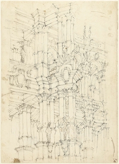 Gedeelte van een rijk gedecoreerd interieur met colonnades by Giuseppe Galli Bibiena