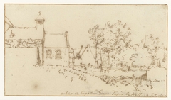 Gezicht op een kapel en een kerkhof by Constantijn Huygens II