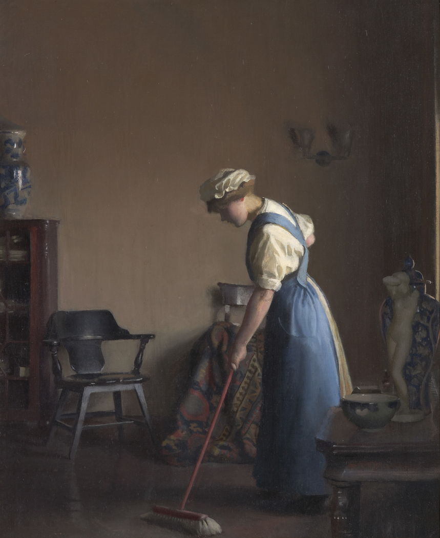 1912 Paxton : "Girl Sweeping" — Giclee Fine Art Print William M