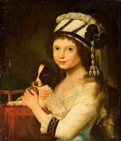 Girl with a dog by unknown