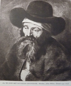 Half-length portrait of a man with beard and headscarf under his hat