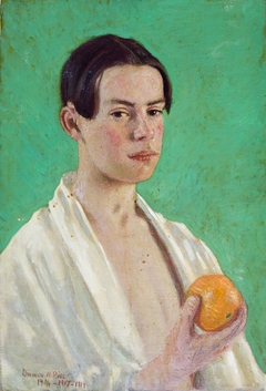 Half-Length Portrait of a Young Man Holding an Orange by Denman Ross