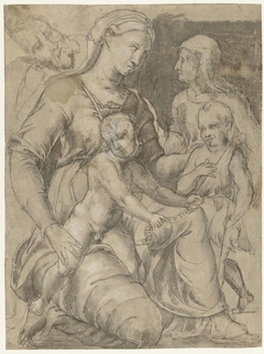 Heilige familie met Johannes de Doper en Elizabeth by Unknown Artist