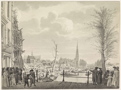 Herstelwerk op het Rapenburg na de ramp, 1807 by Unknown Artist