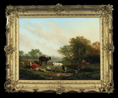 Heuvelachtig landschap met vee by Hendrik van de Sande Bakhuyzen