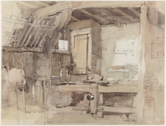 Hoek van de timmermanswerkplaats van huize Klingelbeek te Oosterbeek by Petrus Franciscus Greive
