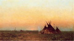 Indian encampment by Jules Tavernier