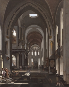 Interieur van een gefantaseerde katholieke kerk by Emanuel de Witte