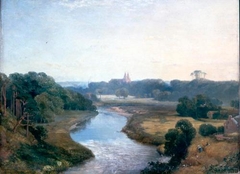 James Cassie - View of St Machar's from the River Don - ABDAG002184 by James Cassie
