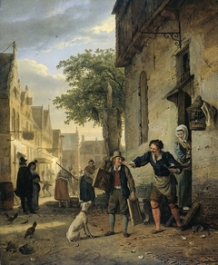 Jan Steen Sends his Son to the Streets to Exchange Paintings for Beer and Wine by Ignatius Josephus Van Regemorter