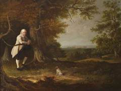 John Carbonell (1760-1837) in the Grounds of his House at Windsor (around a figure by Zoffany) by Edmund Bristow