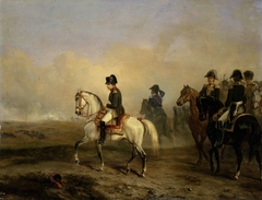 Keizer Napoleon I en zijn staf te paard