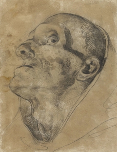 Kop van een opziende man, met neerwaartse blik by Théodore Géricault
