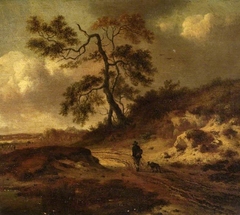 Landscape with a man and a dog by Jan Wijnants