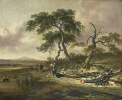 Landscape with a Peddler and Woman Resting by Jan Wijnants