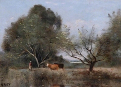 Landscape with Cattle by Jean-Baptiste-Camille Corot