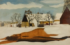 Landschap in de winter, in beige geschilderde lijst by Abraham S Smalt