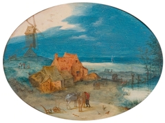 Landschap met hofstede en windmolen by Jan Brueghel the Elder