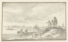 Landweg langs een vaart by Jan van Goyen