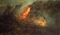 Lava Flow Burning Trees by D. Howard Hitchcock