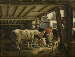 Leaving the barn by Jan Stobbaerts