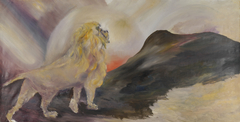 Leeuw bij zonsondergang by Karel Albert Schmidt