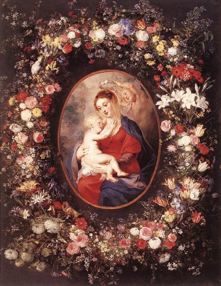 Madonna and Child with Angels in a Garland of Flowers