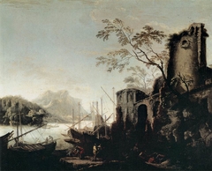 Marine Landscape with Towers by Salvator Rosa