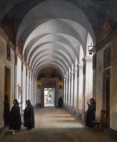 Monks in the Cloister of the Church of Gesù e Maria, Rome by François Marius Granet
