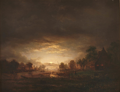 Moonlit landscape by Jacob Abels