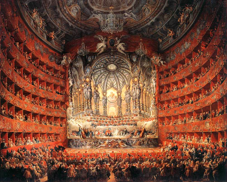Musical feast given by the cardinal de La Rochefoucauld in the Teatro Argentina in Rome in 1747 on the occasion of the marriage of Dauphin, son of Louis XV