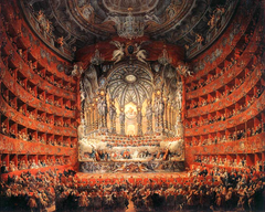 Musical feast given by the cardinal de La Rochefoucauld in the Teatro Argentina in Rome in 1747 on the occasion of the marriage of Dauphin, son of Louis XV by Giovanni Paolo Panini