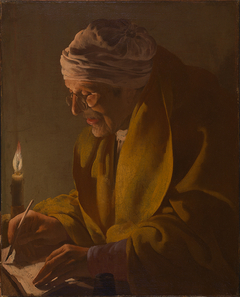 Old Man Writing by Candlelight
