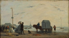 On the Beach at Trouville by Eugène Boudin