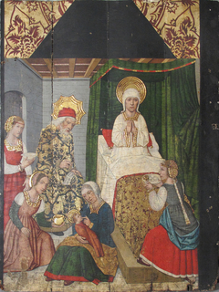 Panel with the Birth of St. John the Baptist from Retable by Domingo Ram