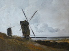 Paysage avec moulins à vent